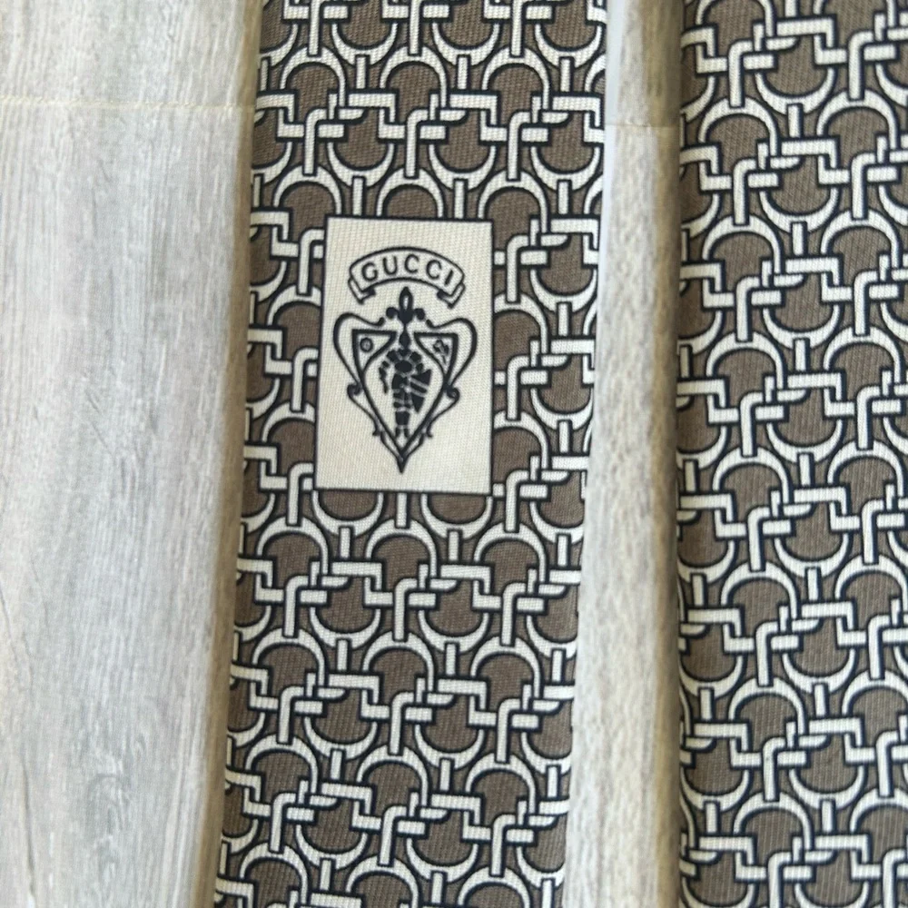 Gucci Brown Horsebit Patterned Silk Tie